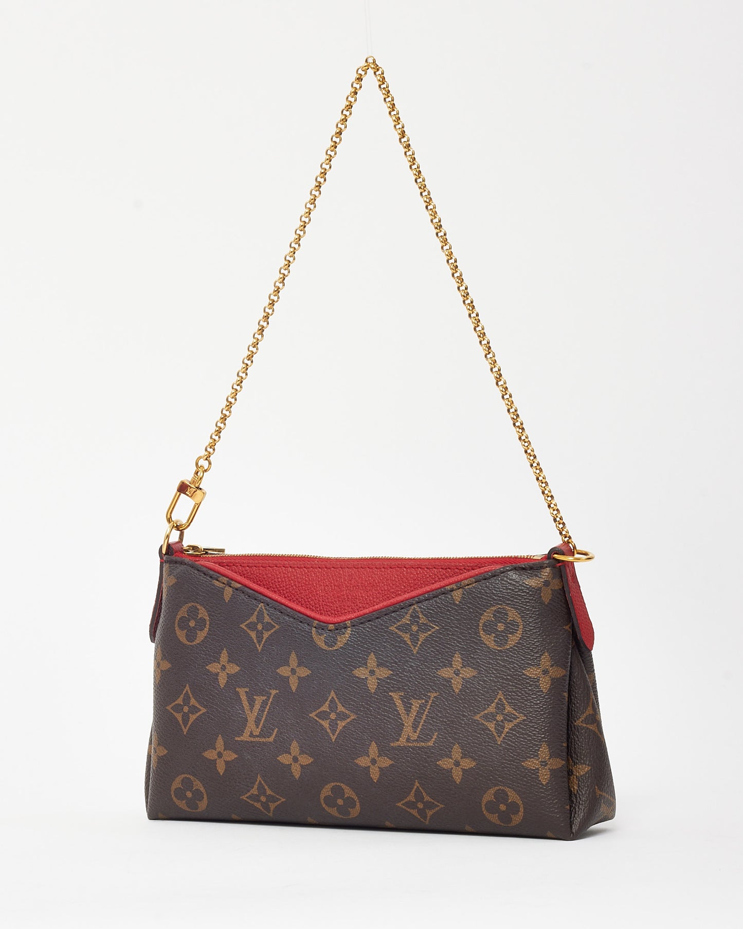 Louis Vuitton Red Leather and Monogram Canvas Pallas Crossbody Bag