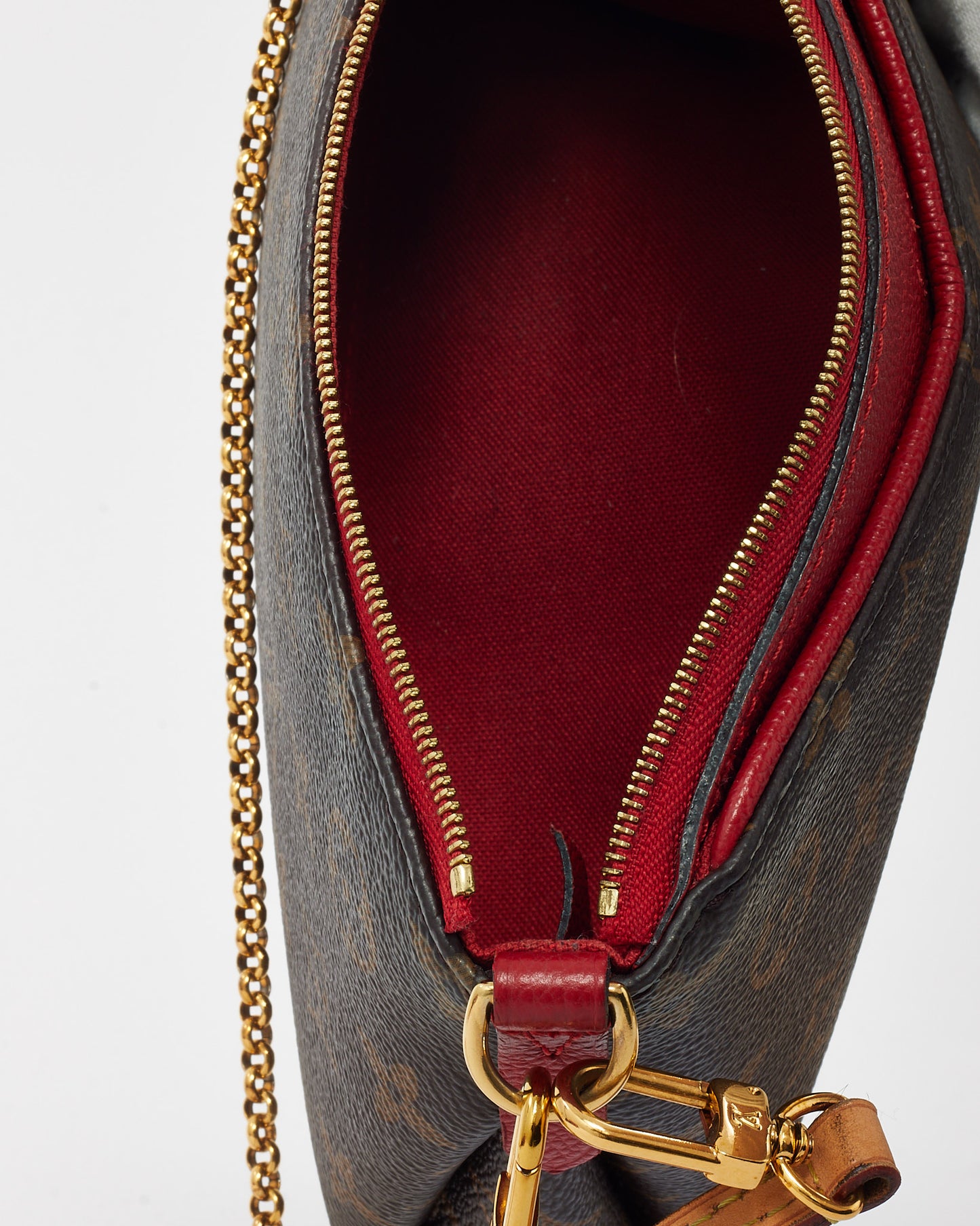 Louis Vuitton Red Leather and Monogram Canvas Pallas Crossbody Bag