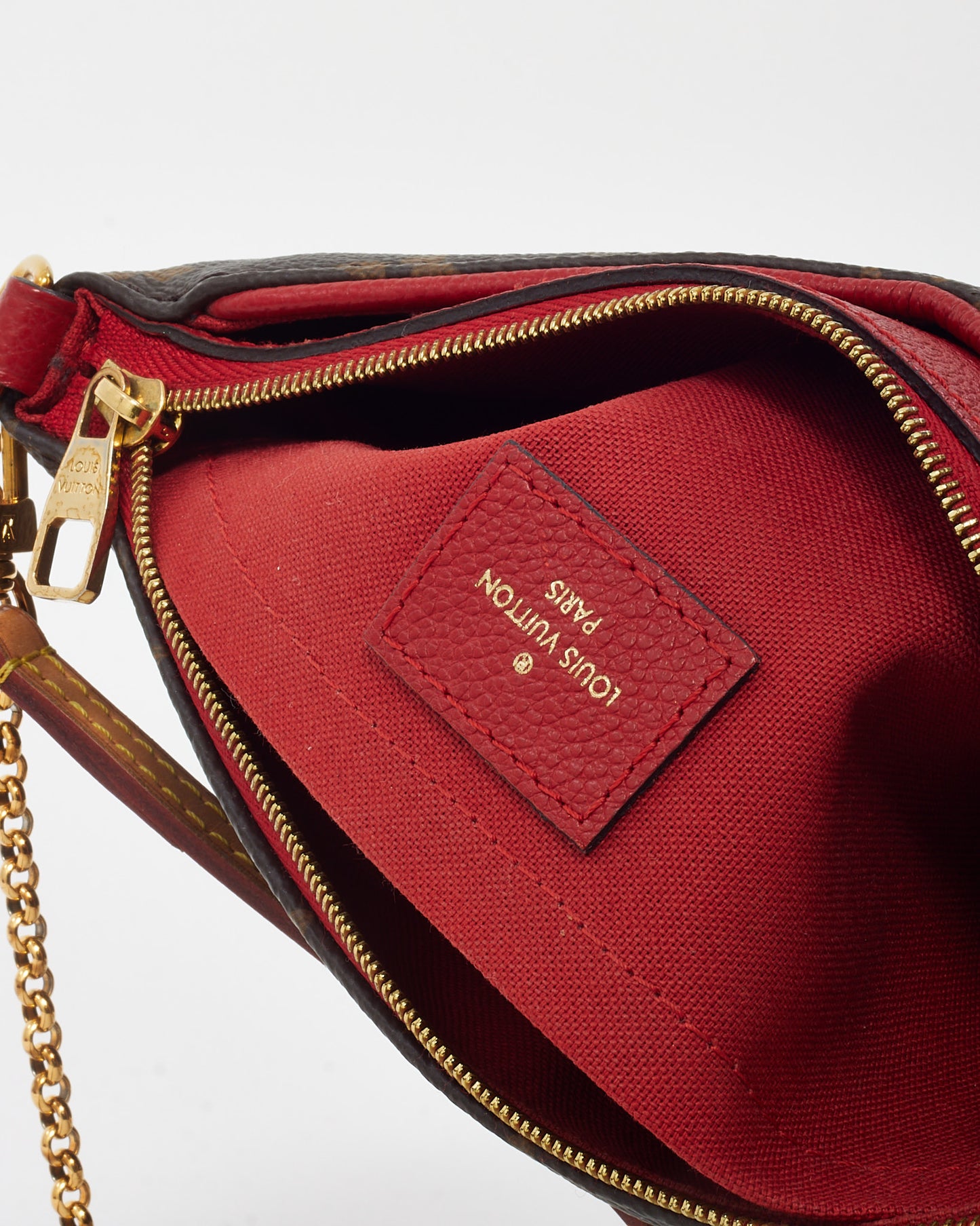 Louis Vuitton Red Leather and Monogram Canvas Pallas Crossbody Bag