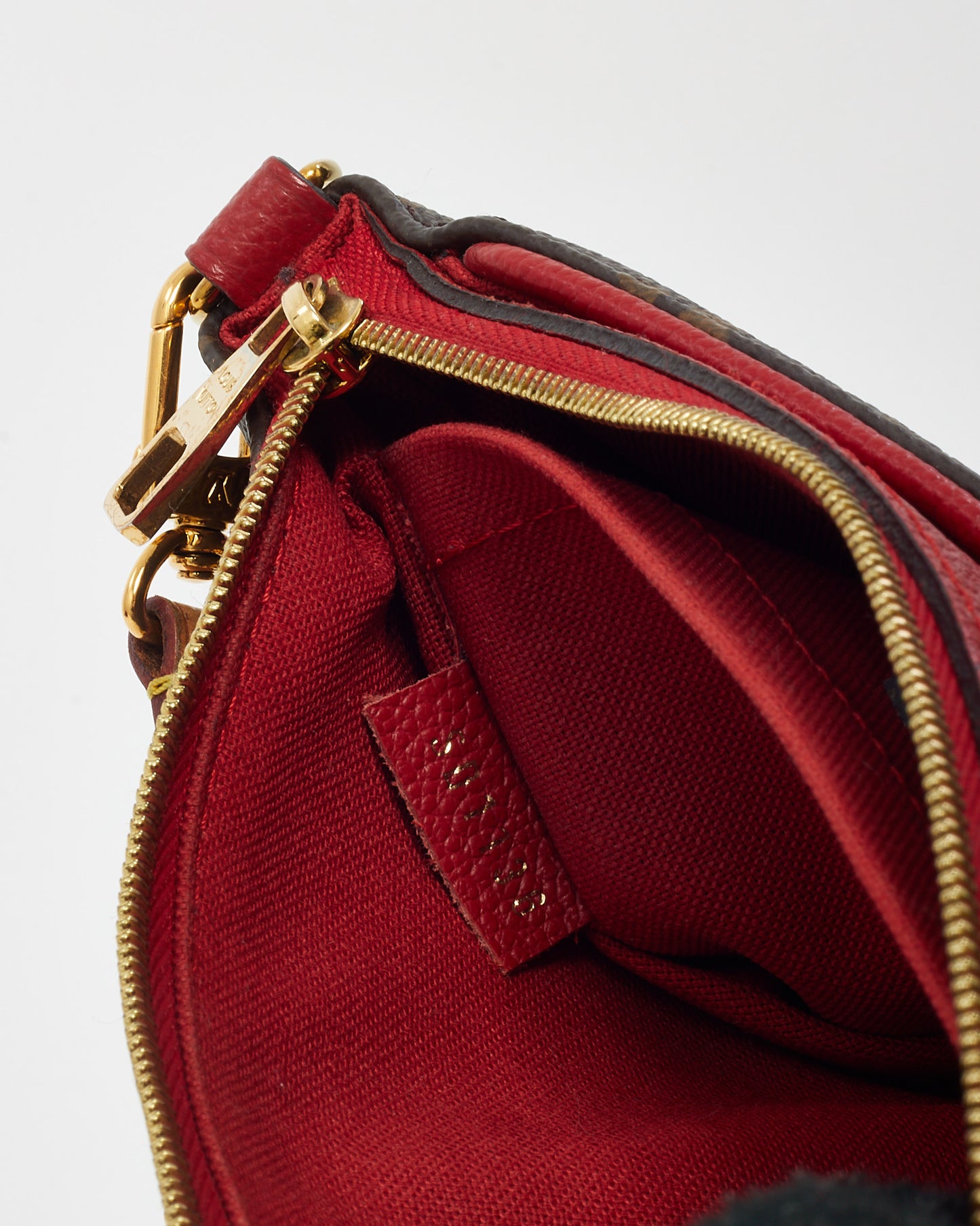 Louis Vuitton Red Leather and Monogram Canvas Pallas Crossbody Bag