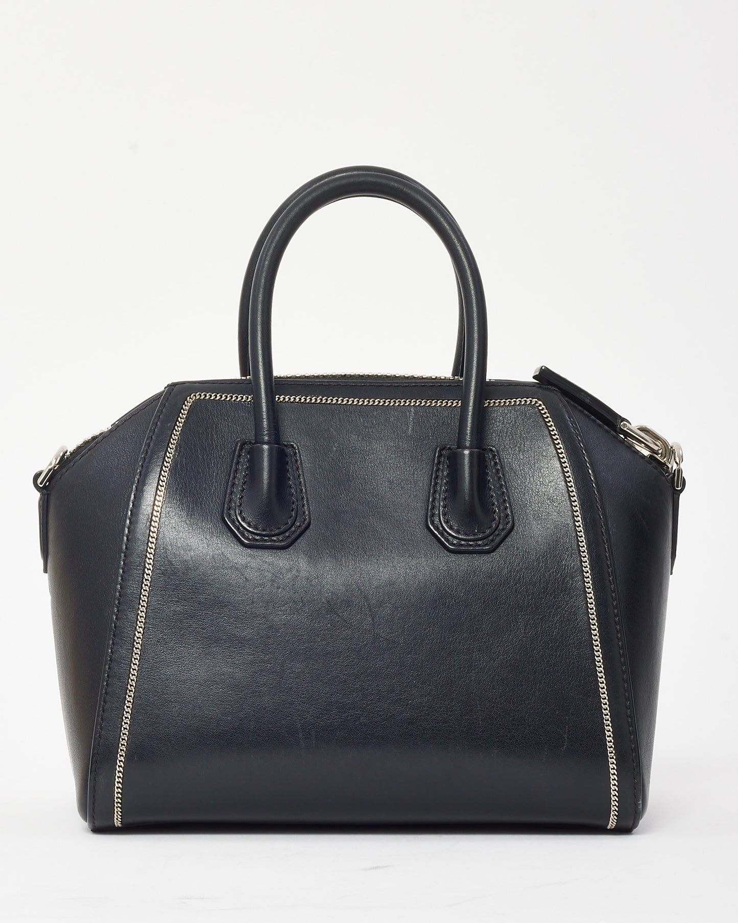 Givenchy Black Pebbled Leather Mini Chain Embellished Antigona Bag with Strap