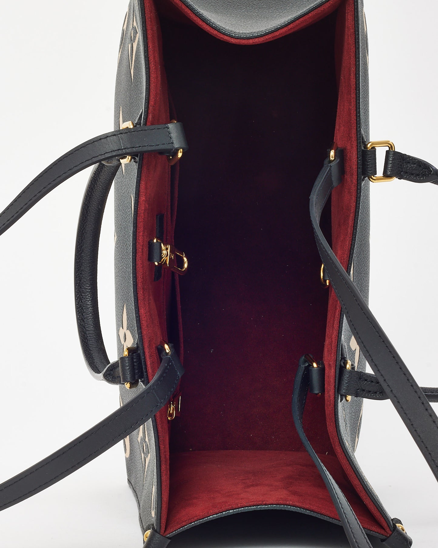 Louis Vuitton Black and Beige Bi-Color Monogram Giant Leather OnTheGo MM Bag