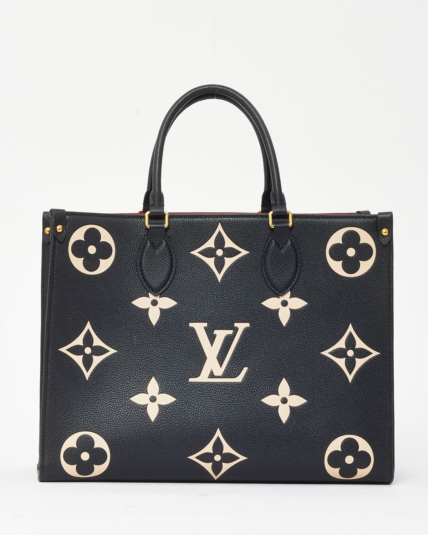 Louis Vuitton Black and Beige Bi-Color Monogram Giant Leather OnTheGo MM Bag