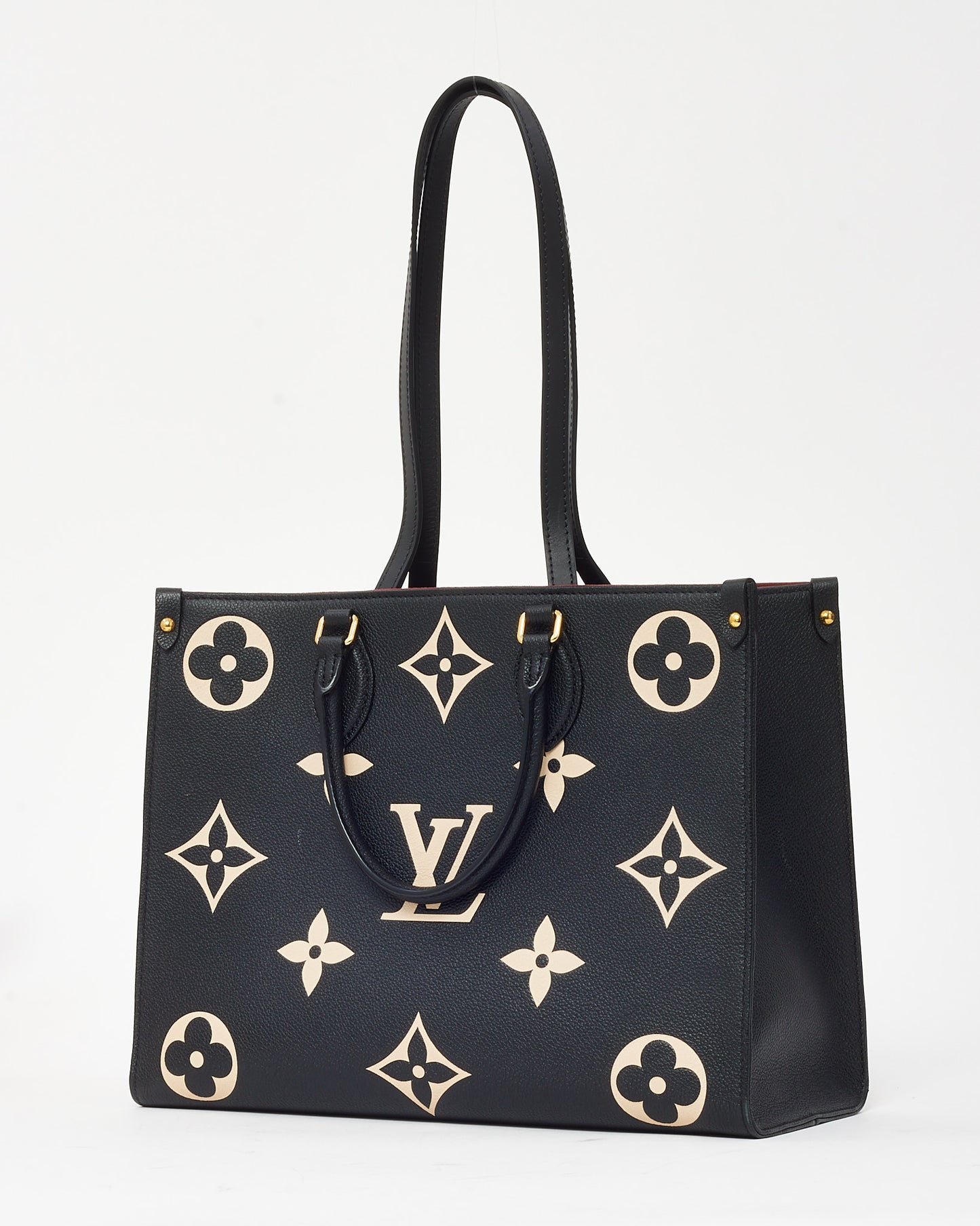Louis Vuitton Black and Beige Bi-Color Monogram Giant Leather OnTheGo MM Bag