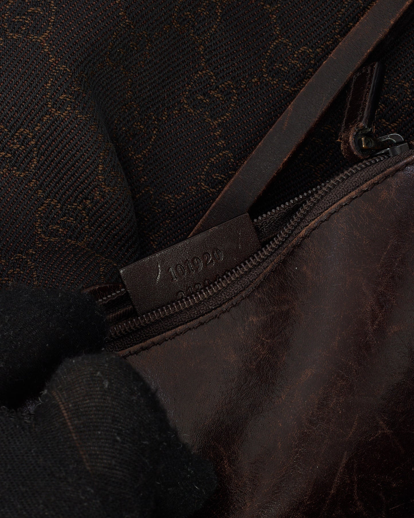 Gucci Dark Brown Leather and GG Monogram Canvas Tote Bag