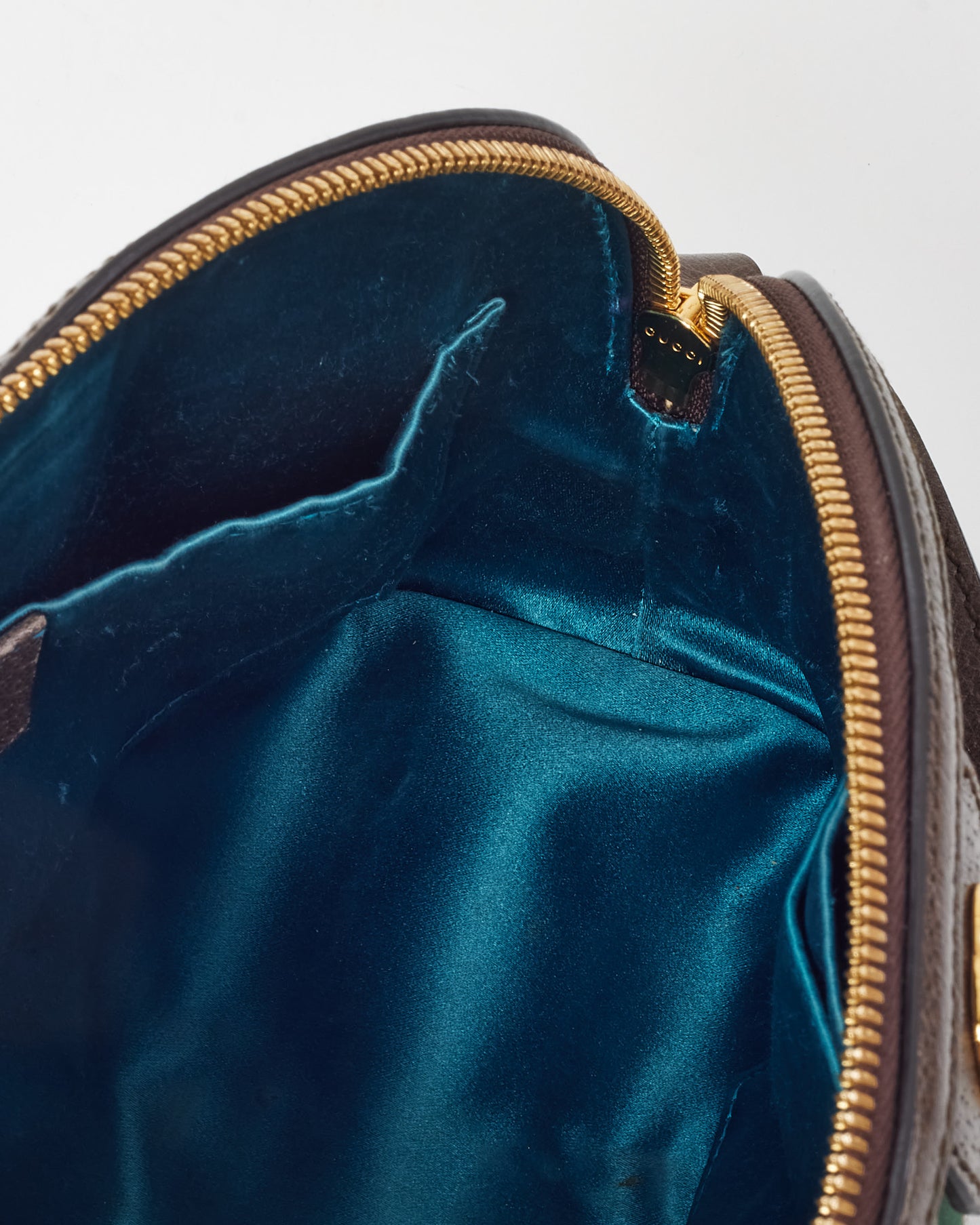 Gucci Brown Leather with Beige/Ebony Coated Canvas Ophidia Small Shoulder Bag