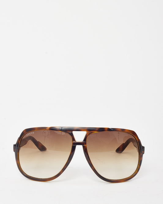 Gucci Brown Tortoise Acetate GG1622/S Aviator Sunglasses