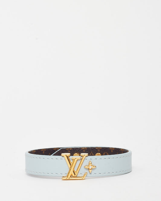Louis Vuitton Blue Leather and Monogram Canvas Reversible LV Iconic Bracelet - 19