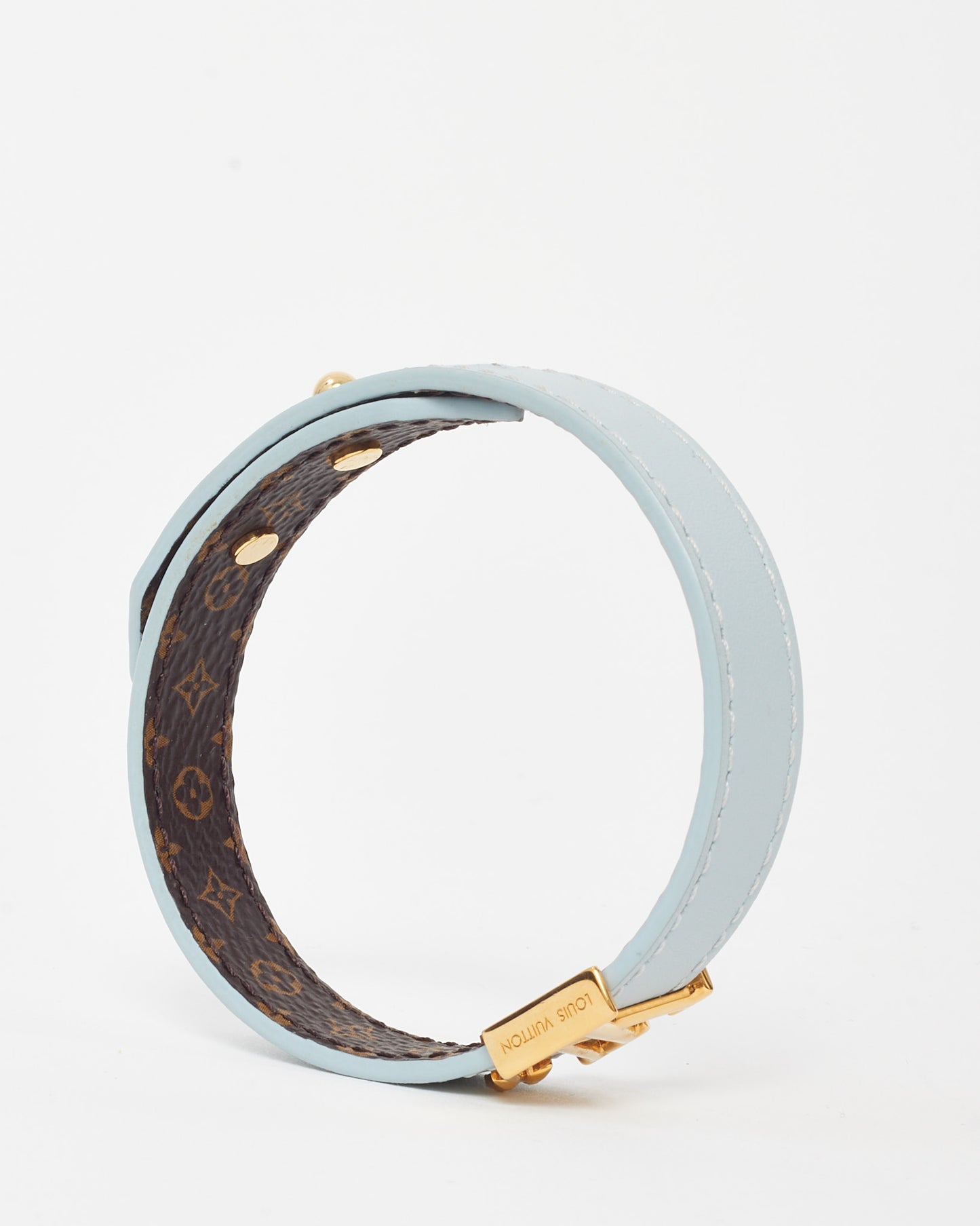 Louis Vuitton Blue Leather and Monogram Canvas Reversible LV Iconic Bracelet - 19