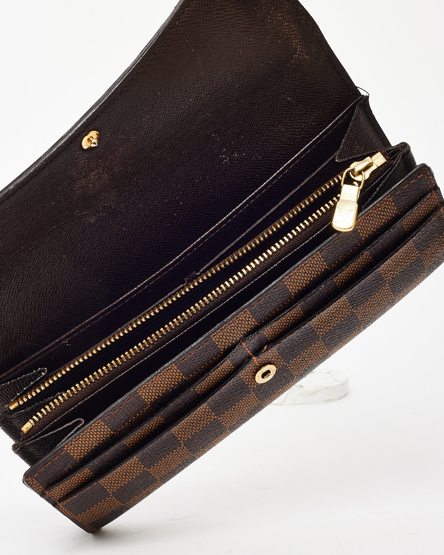 Louis Vuitton Damier Ebene Coated Canvas Sarah Wallet