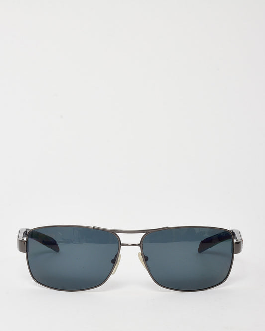 Prada Sport Men's Silver Black Lens SPS541 Pillow Aviator Sunglasses