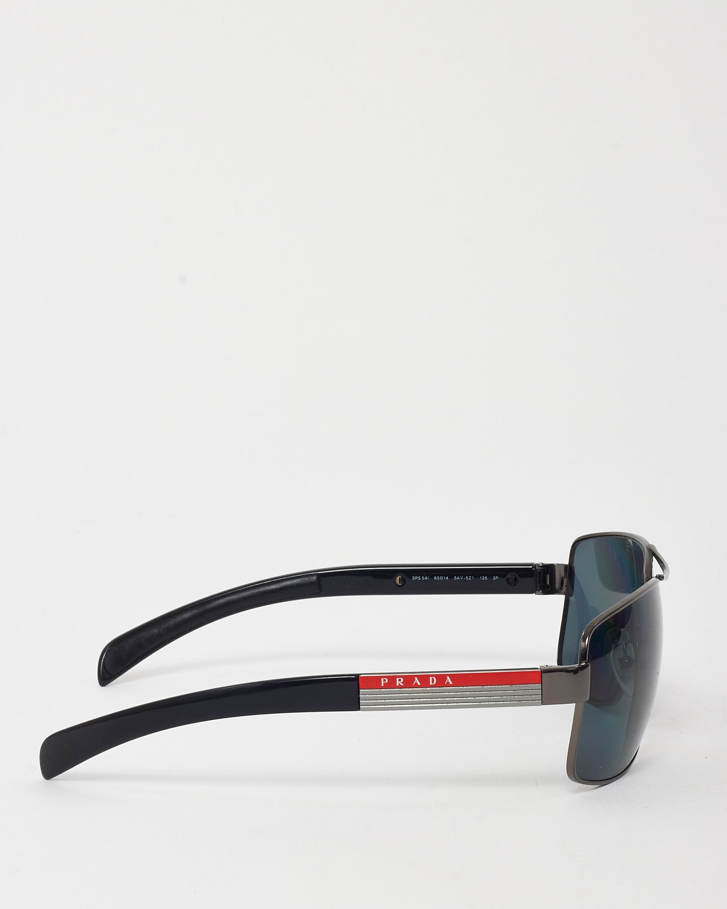 Prada Sport Men's Silver Black Lens SPS541 Pillow Aviator Sunglasses