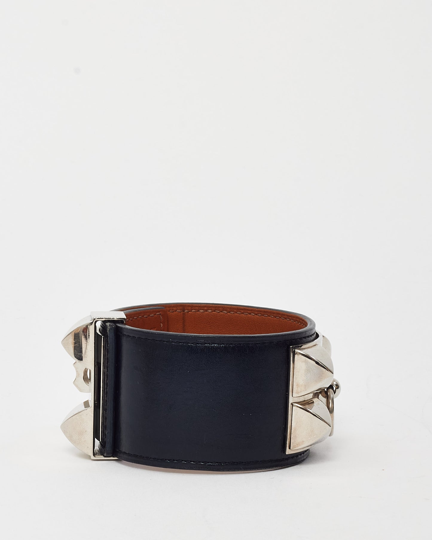 Hermès Black Leather SHW CDC Collier de Chien Bracelet - L