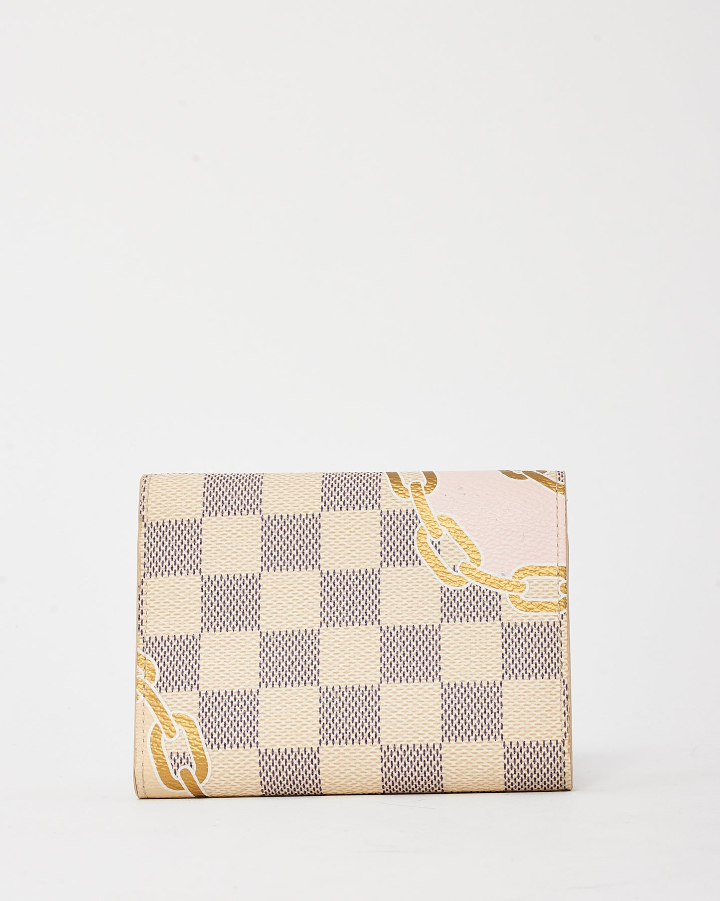 Louis Vuitton White Damier Azur Chain Indiana Printed Victorine Wallet