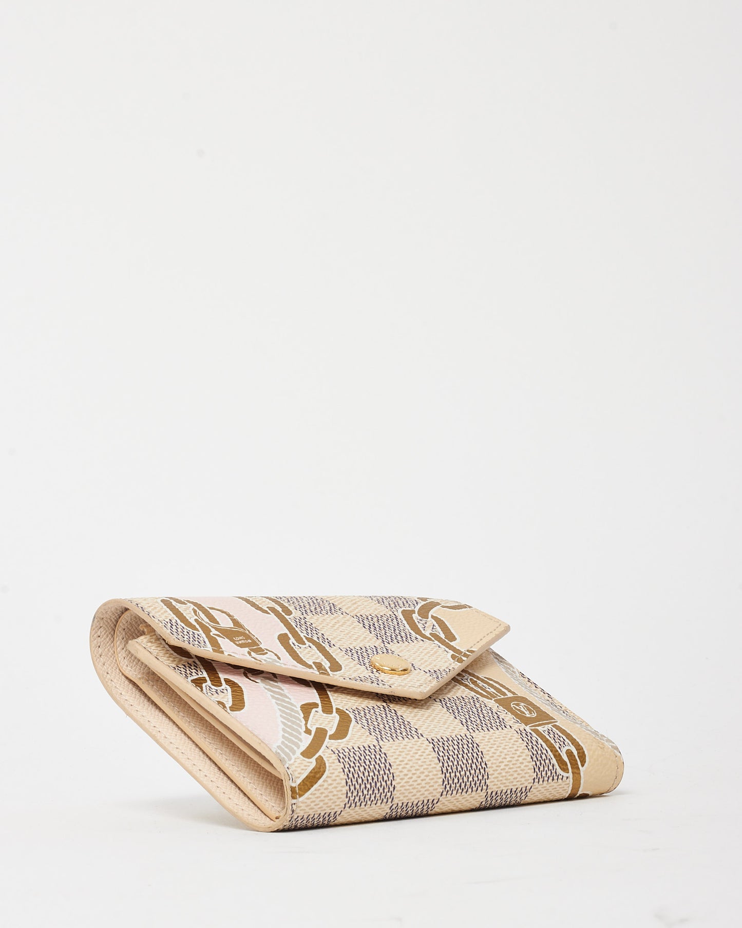 Louis Vuitton White Damier Azur Chain Indiana Printed Victorine Wallet