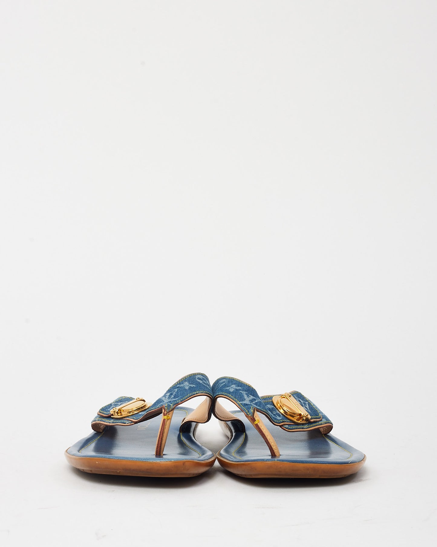 Louis Vuitton Blue Denim Monogram Flip Flops - 38.5