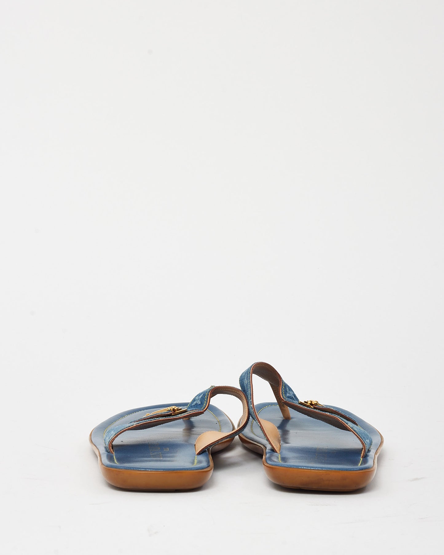 Louis Vuitton Blue Denim Monogram Flip Flops - 38.5