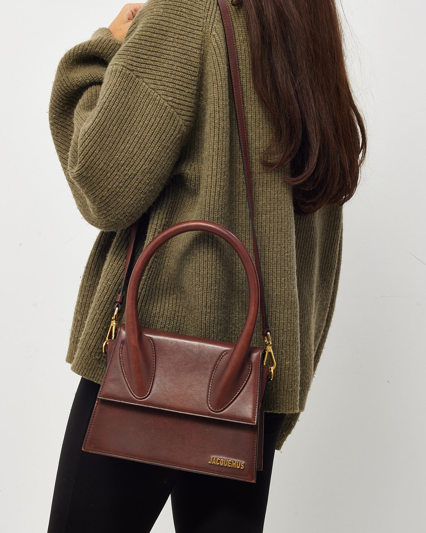 Jacquemus Brown Leather "Le Grand Chiquito" Bag w/ Strap