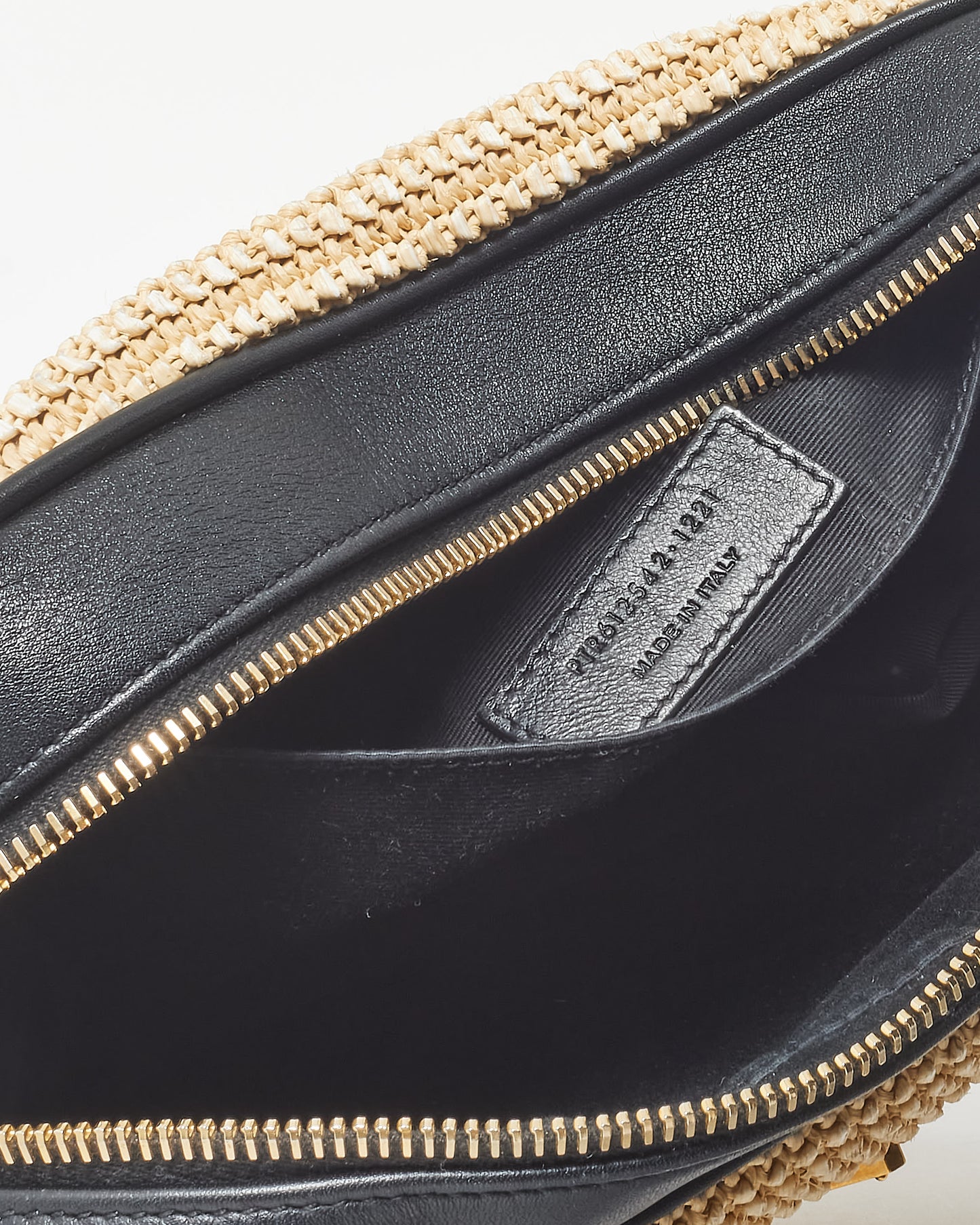 Saint Laurent Beige Raffia & Black Leather GHW Lou Camera Bag