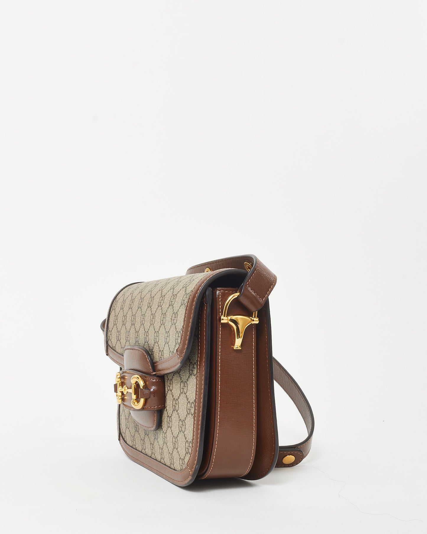 Gucci Brown Monogram Coated Canvas & Leather Small 1955 Horsebit Bag