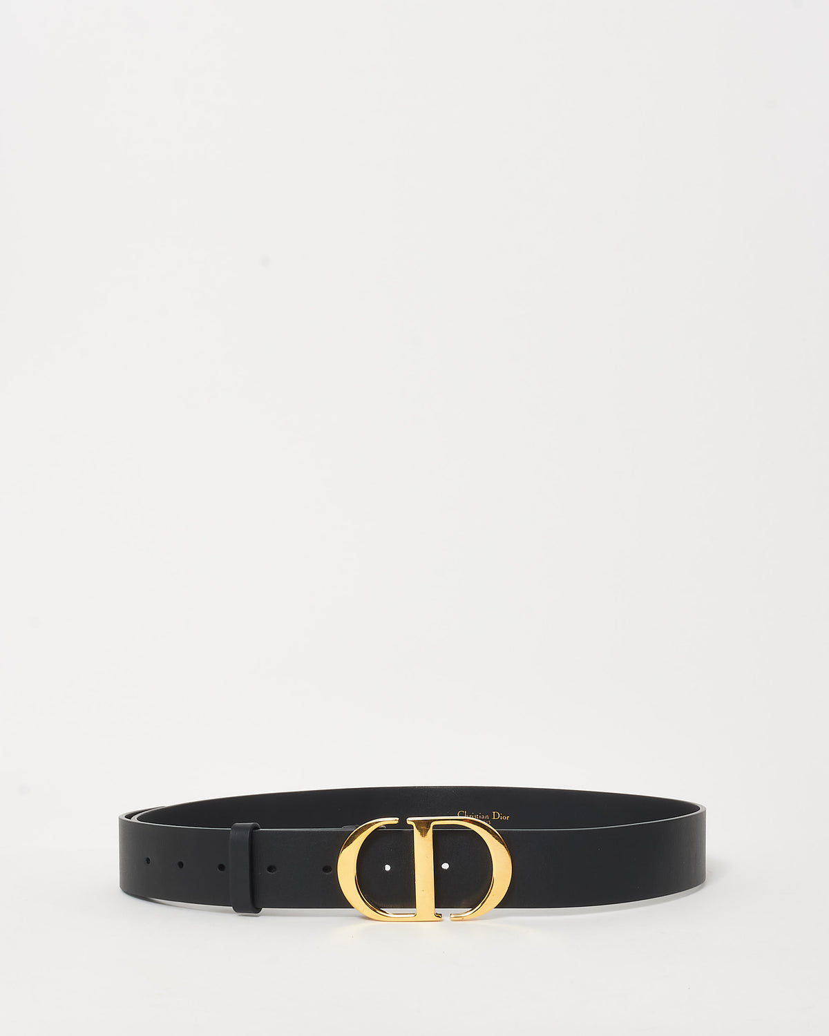 Buy Dior Black Leather & Montaigne Gold Logo Belt - 90 