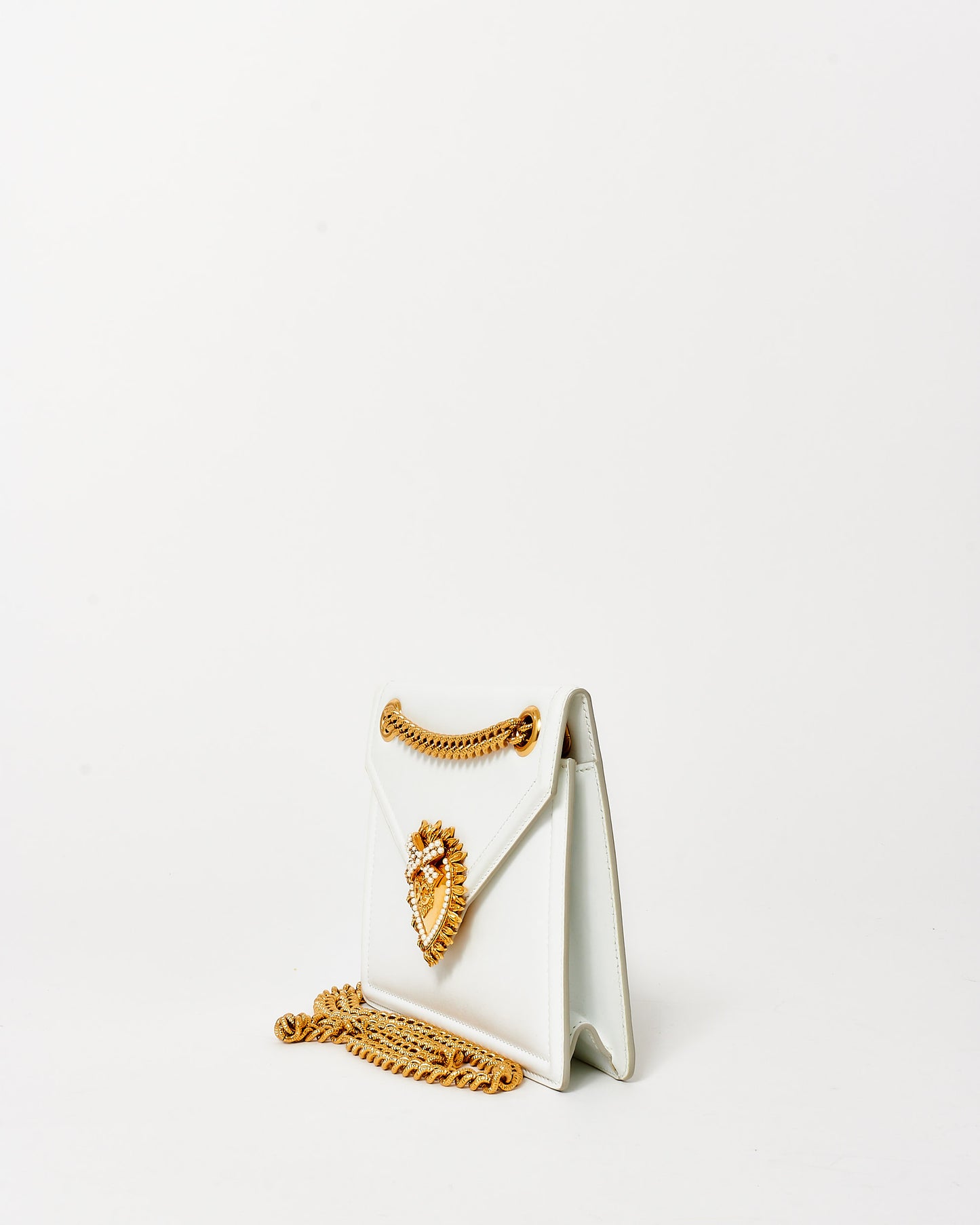 Dolce & Gabbana White Leather & Gold Devotion Bag