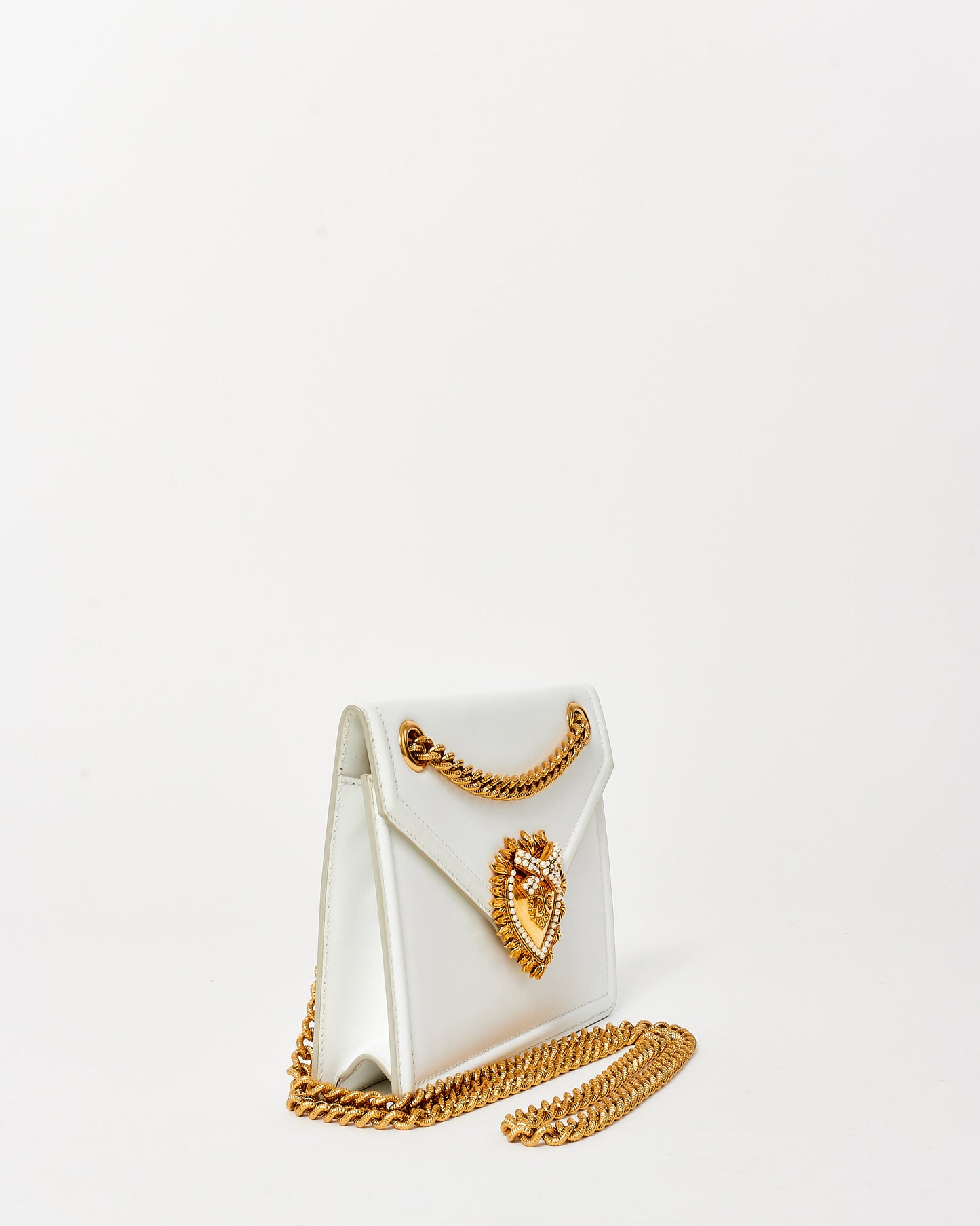 Dolce & Gabbana White Leather & Gold Devotion Bag