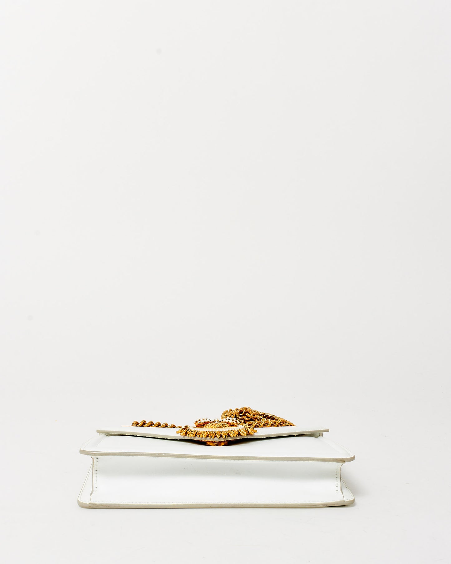 Dolce & Gabbana White Leather & Gold Devotion Bag