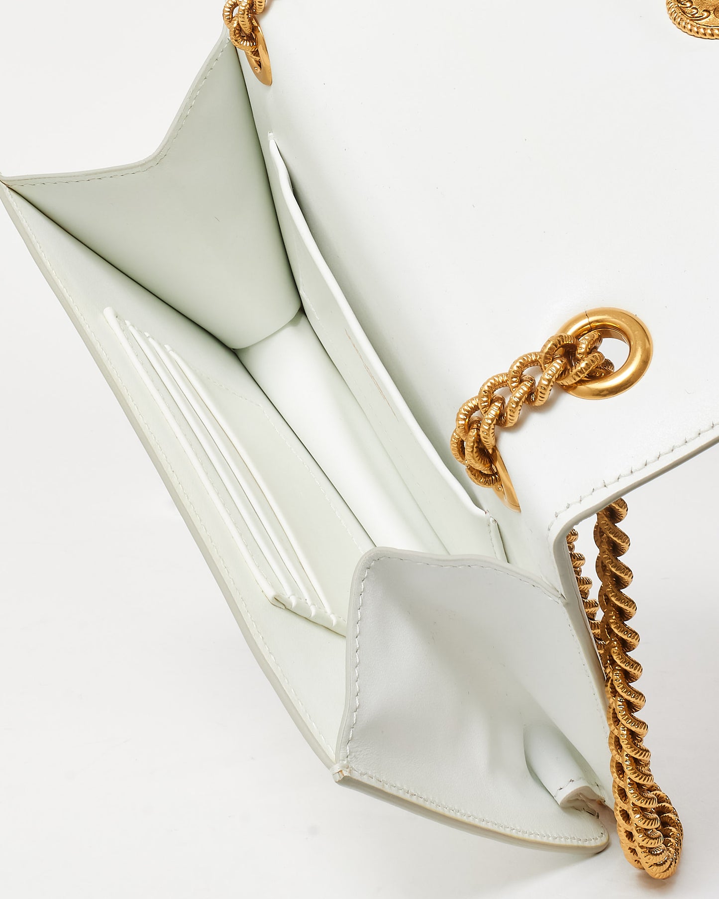 Dolce & Gabbana White Leather & Gold Devotion Bag