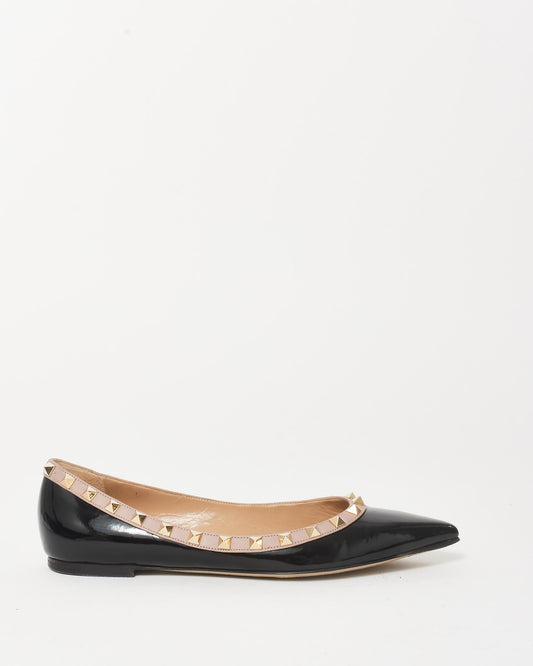 Buy Valentino Black Patent Leather Rockstud Pointed Toe