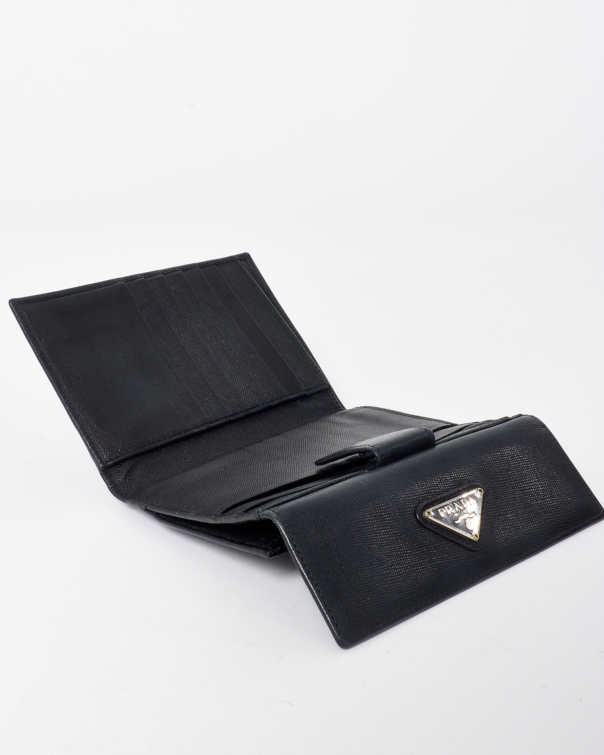 Buy Prada Vintage Black Saffiano Leather Bifold Wallet