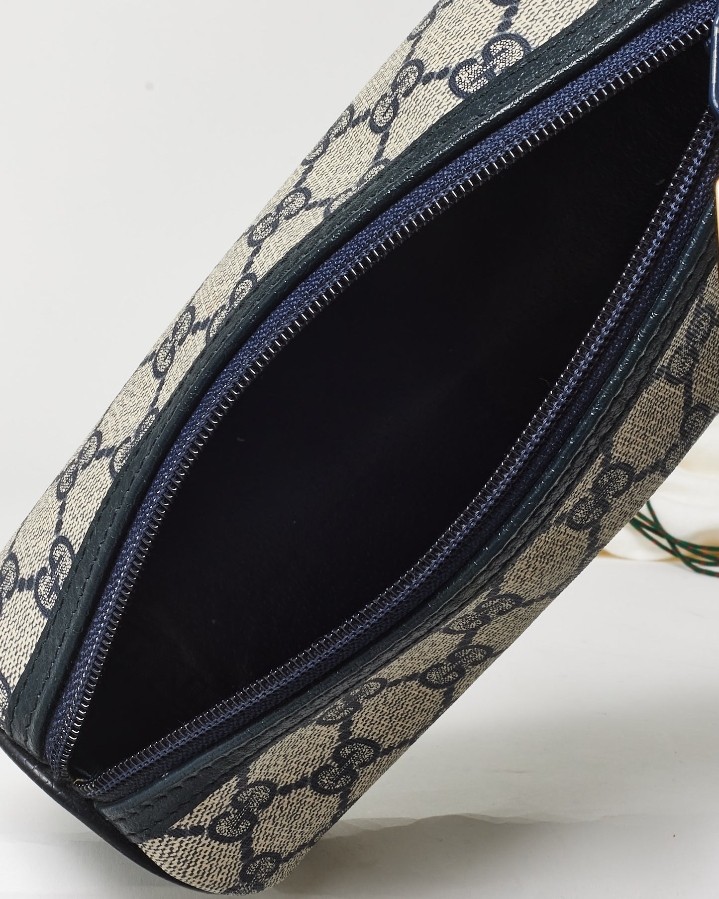 Gucci Vintage Beige & Navy Coated Canvas Cosmetic Pouch