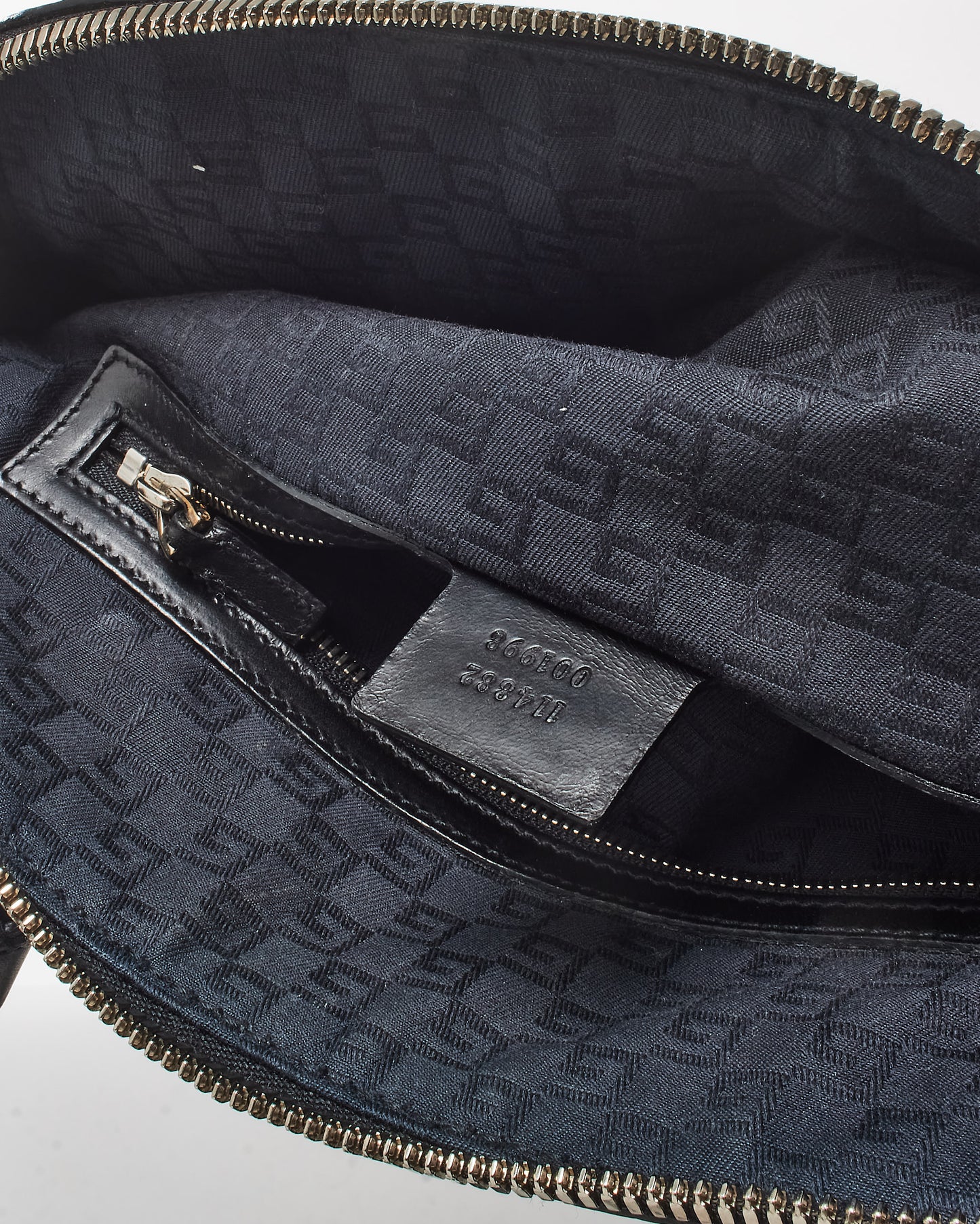 Gucci Vintage Black Perforated Leather Interlocking GG Reins Shoulder Bag