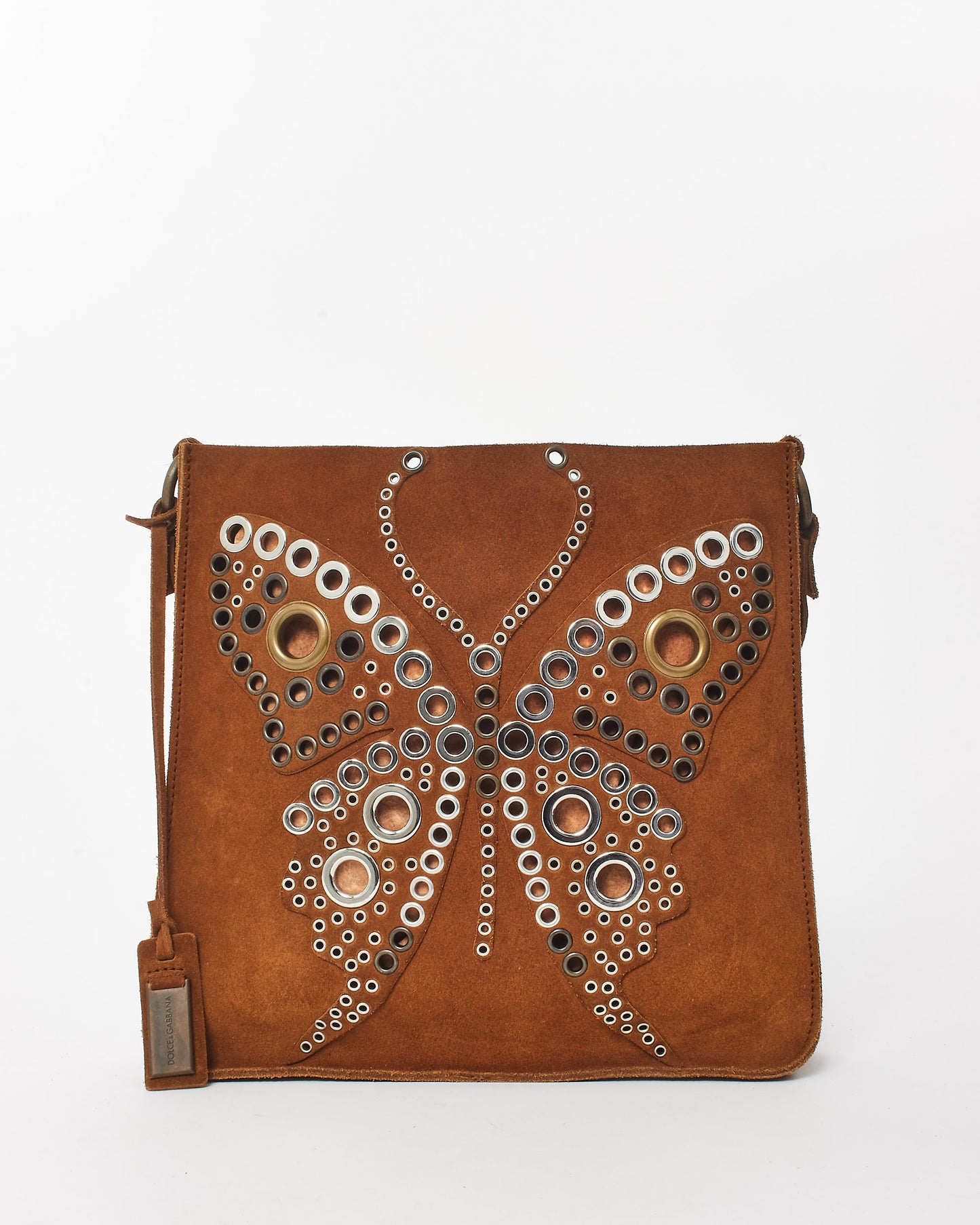 Dolce & Gabbana Vintage Brown Suede Butterfly Tote Bag