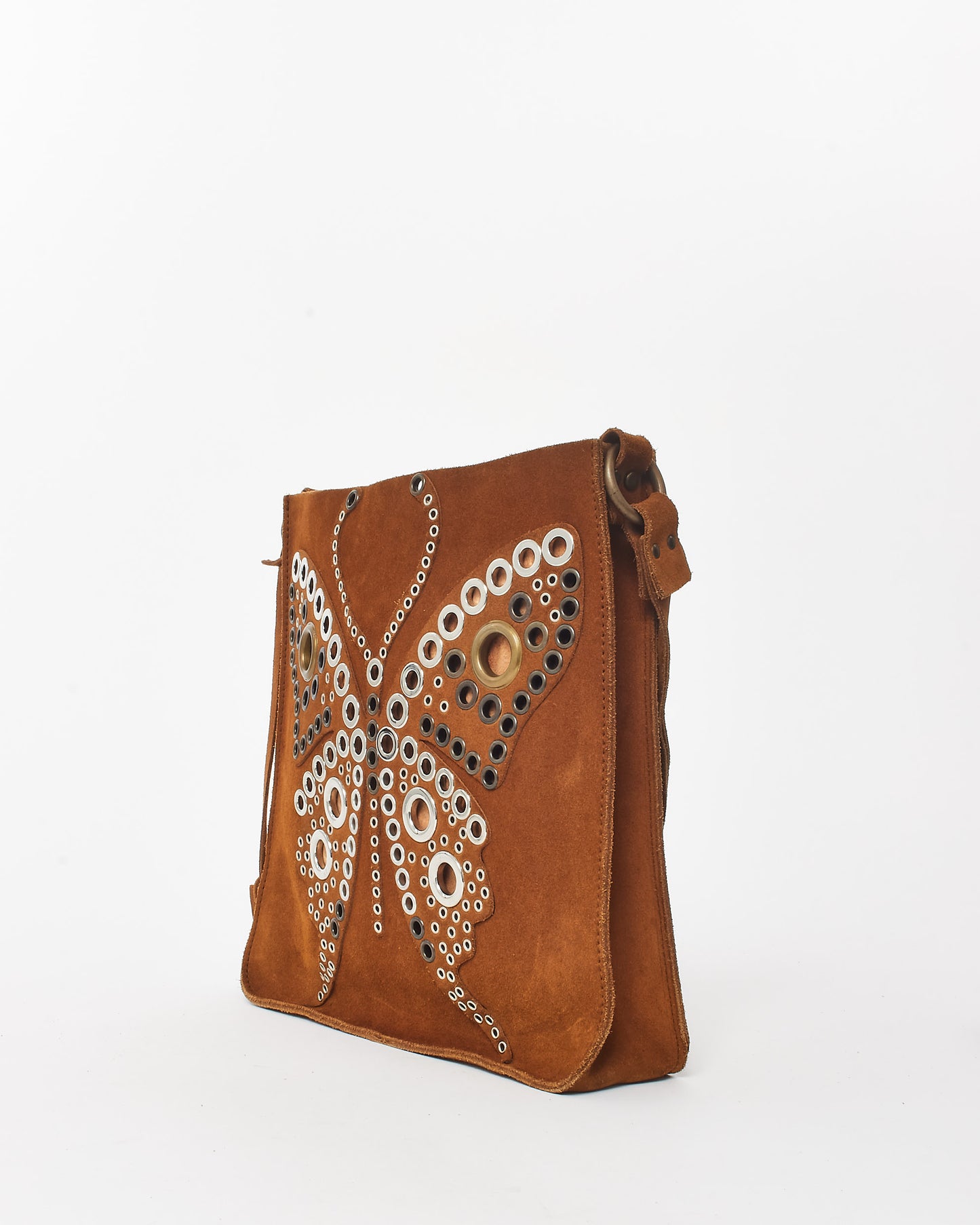 Dolce & Gabbana Vintage Brown Suede Butterfly Tote Bag
