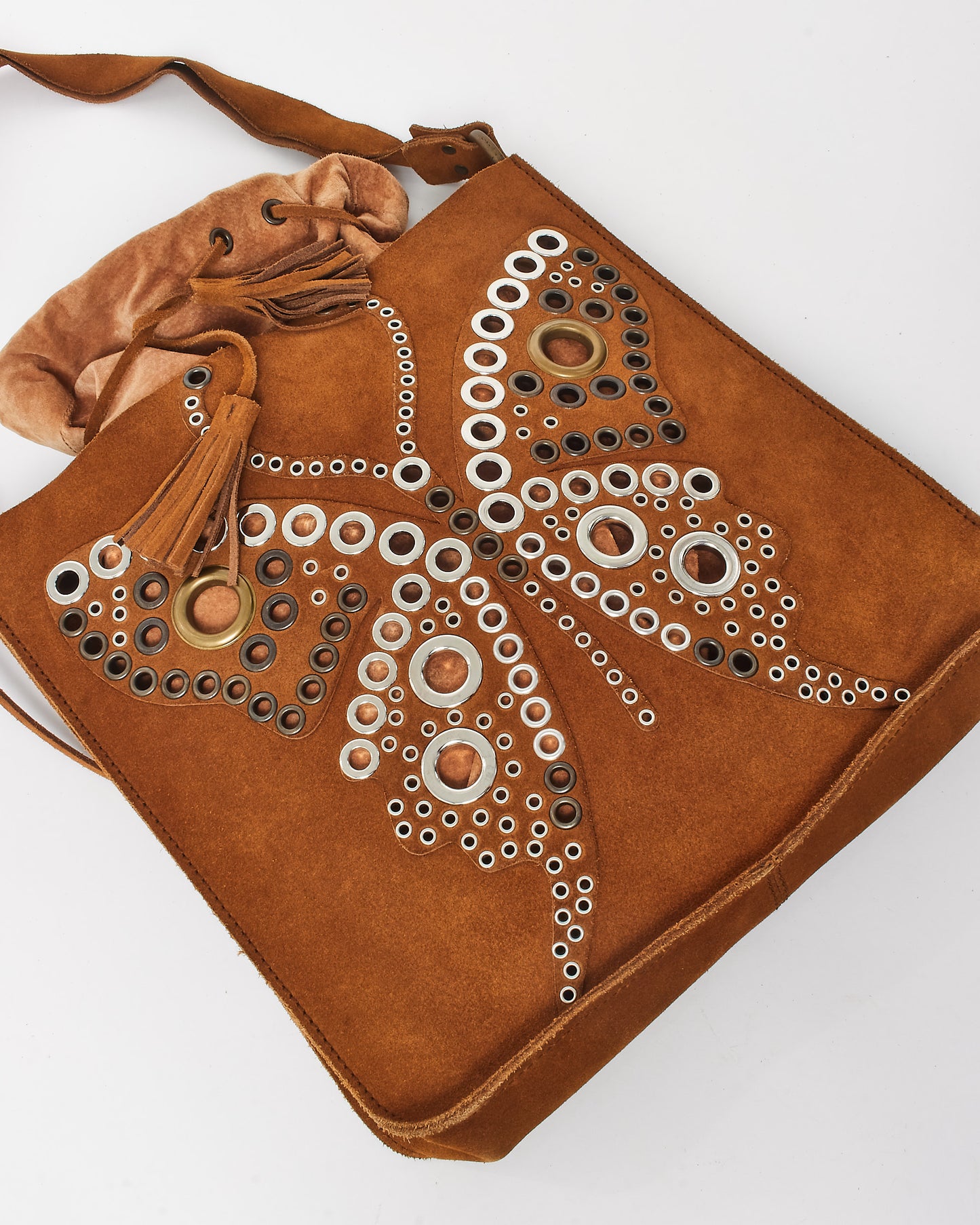Dolce & Gabbana Vintage Brown Suede Butterfly Tote Bag