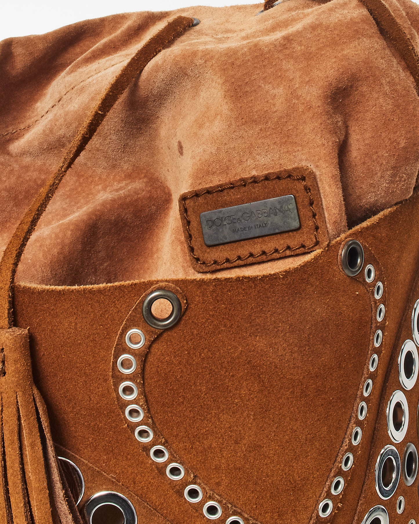 Dolce & Gabbana Vintage Brown Suede Butterfly Tote Bag