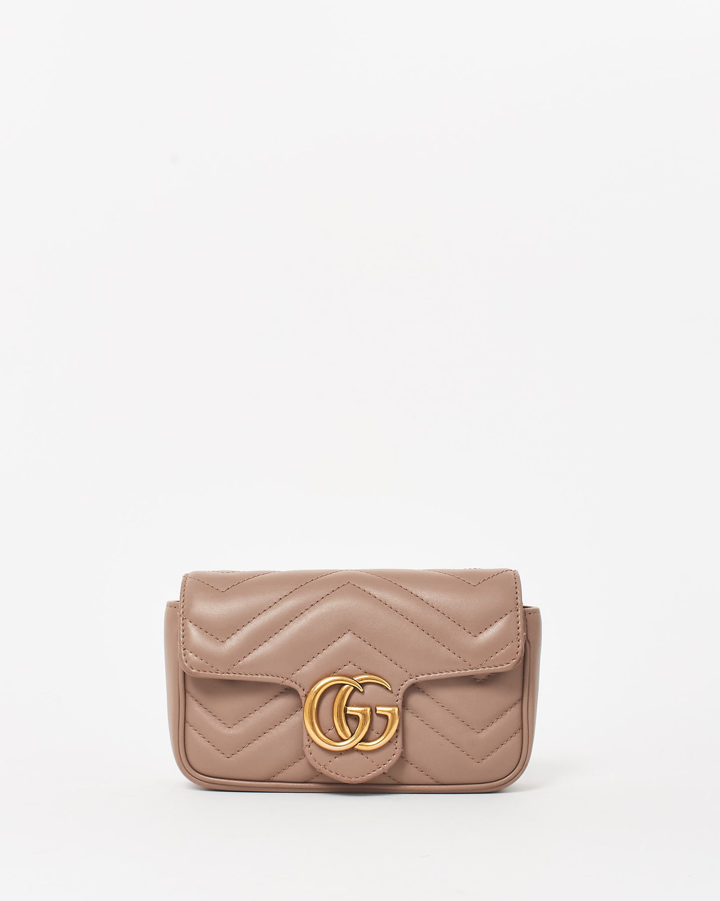 Gucci Dusty Rose Leather GG Marmont Super Mini Crossbody Bag
