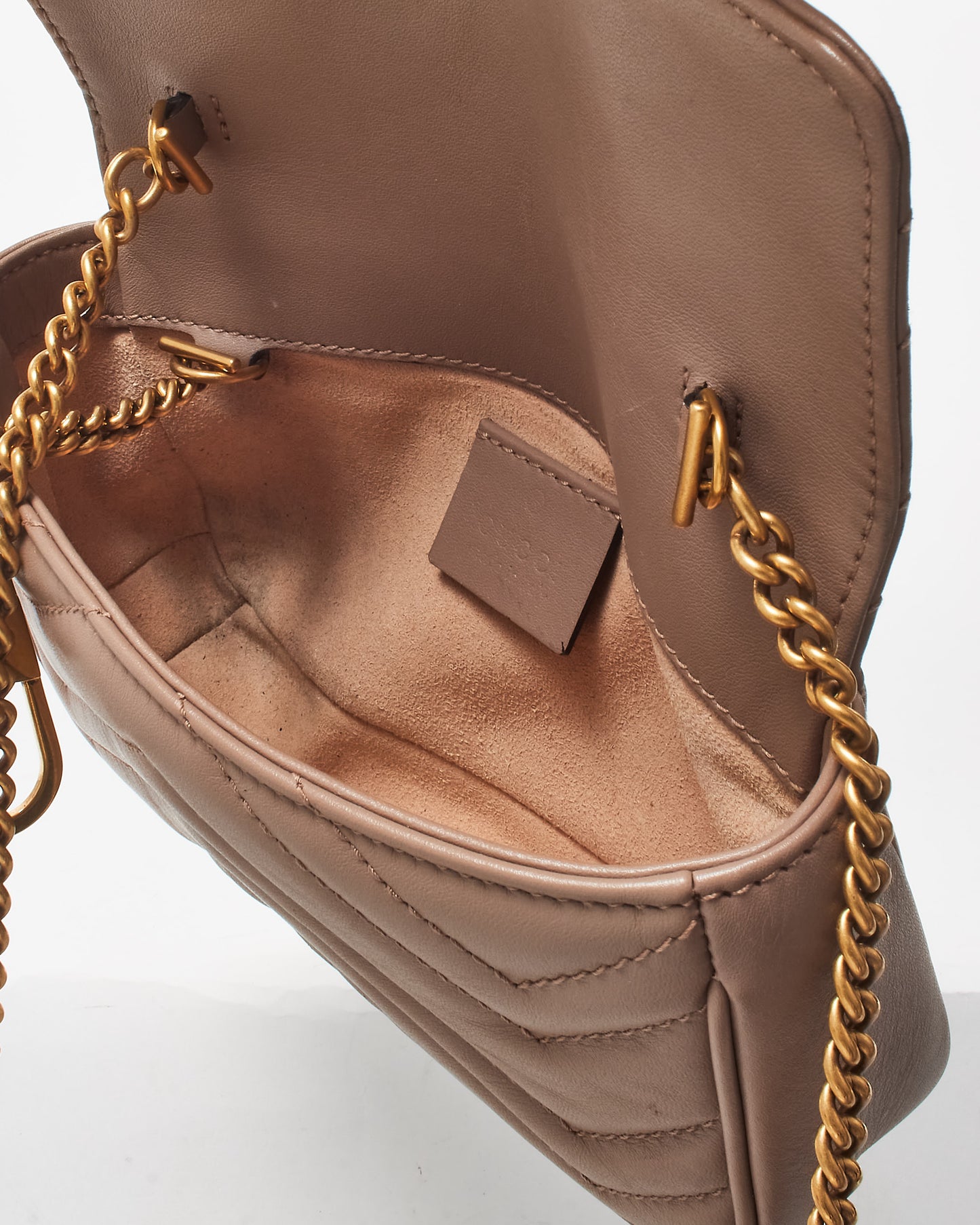 Gucci Dusty Rose Leather GG Marmont Super Mini Crossbody Bag