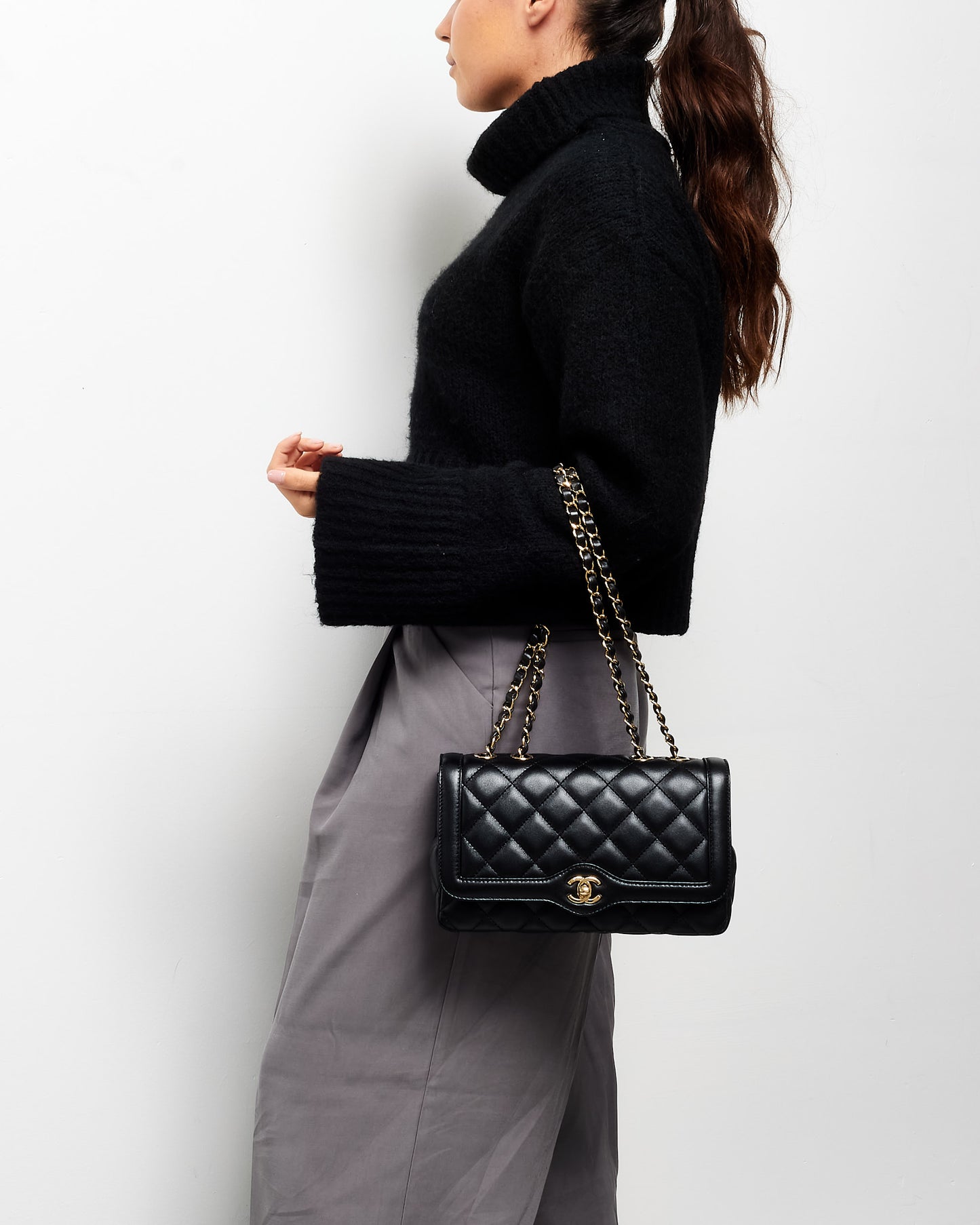 Chanel Black Leather GHW Diana Flap Bag