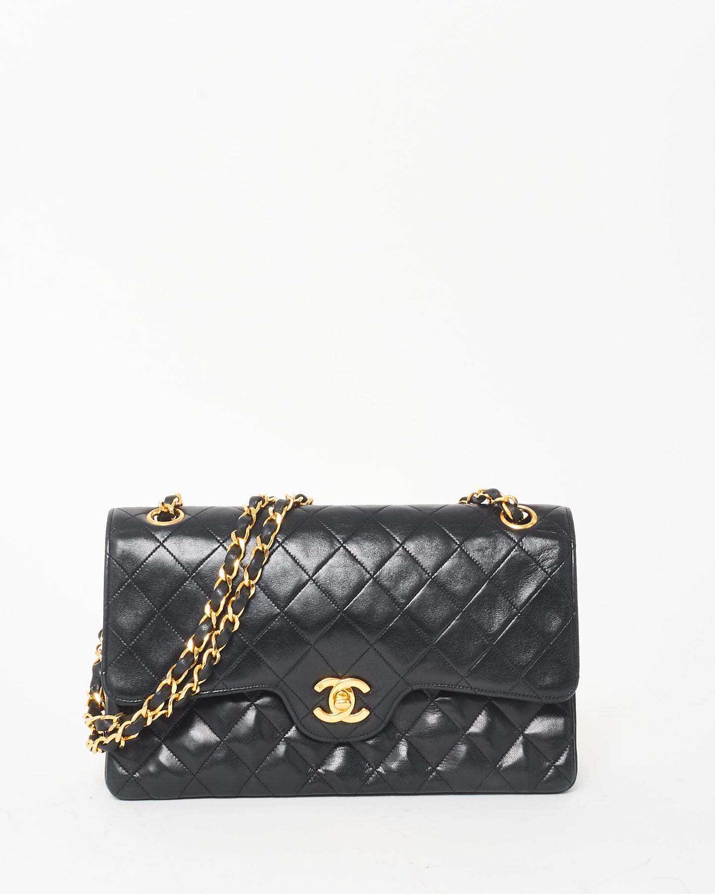 Chanel Vintage Black & 24K Gold Plated Lambskin Flap Bag