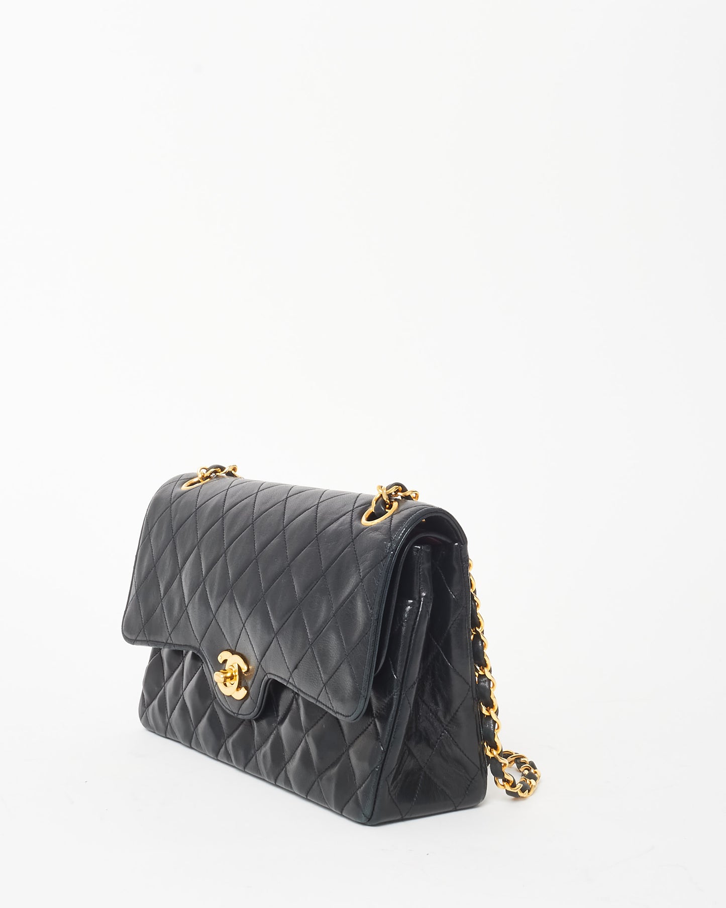 Chanel Vintage Black & 24K Gold Plated Lambskin Flap Bag