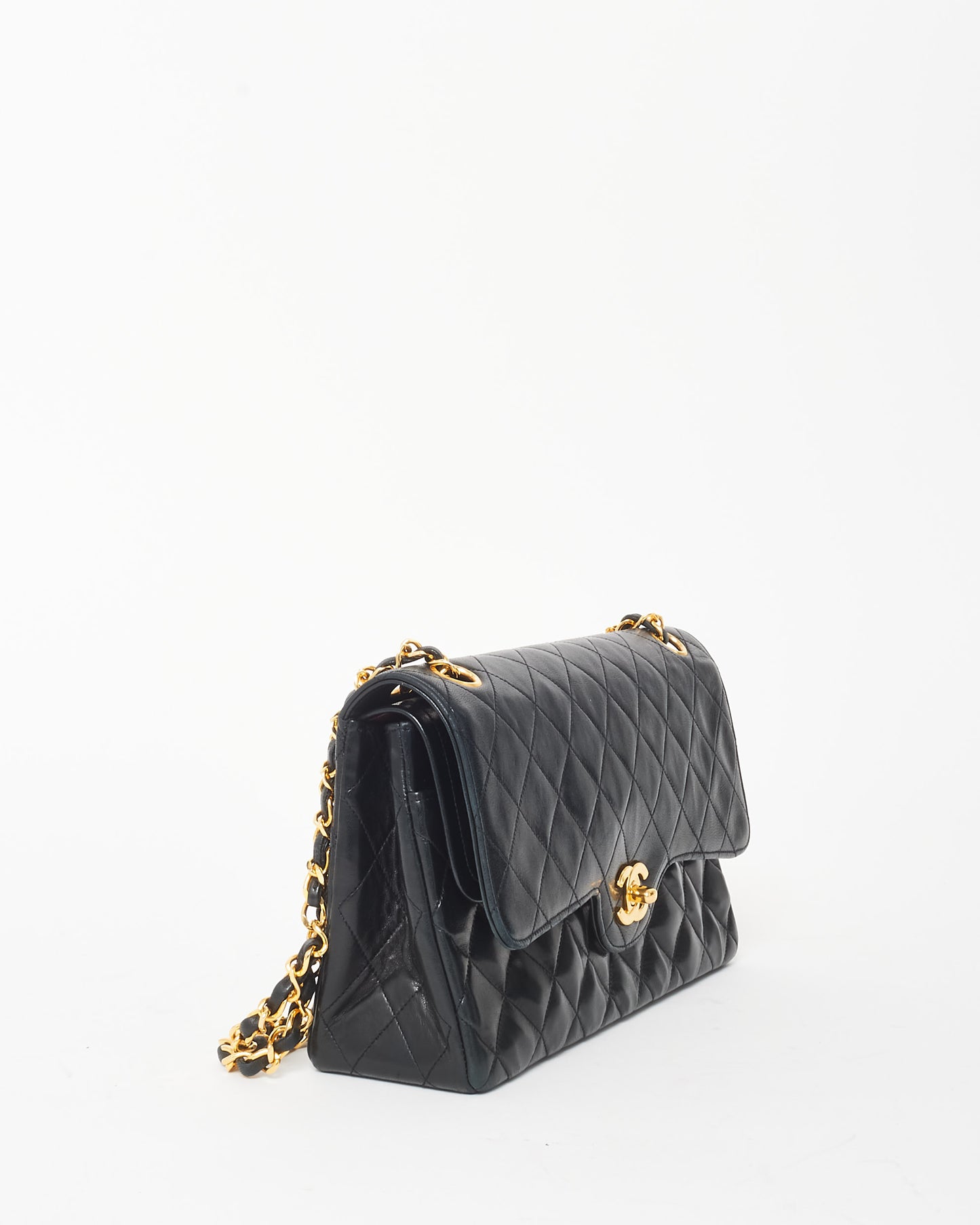 Chanel Vintage Black & 24K Gold Plated Lambskin Flap Bag