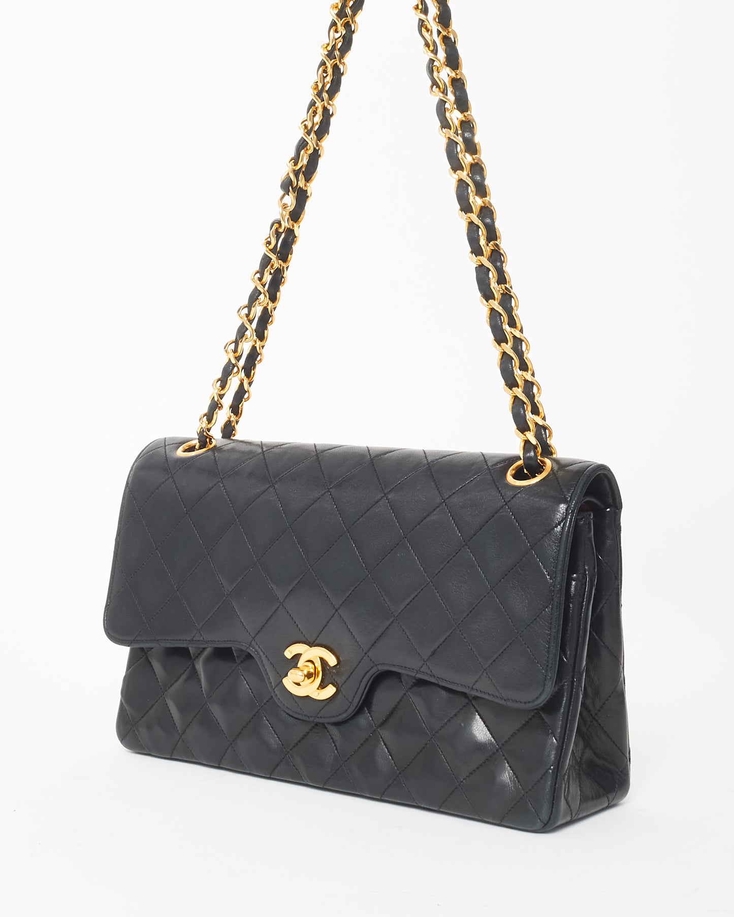 Chanel Vintage Black & 24K Gold Plated Lambskin Flap Bag