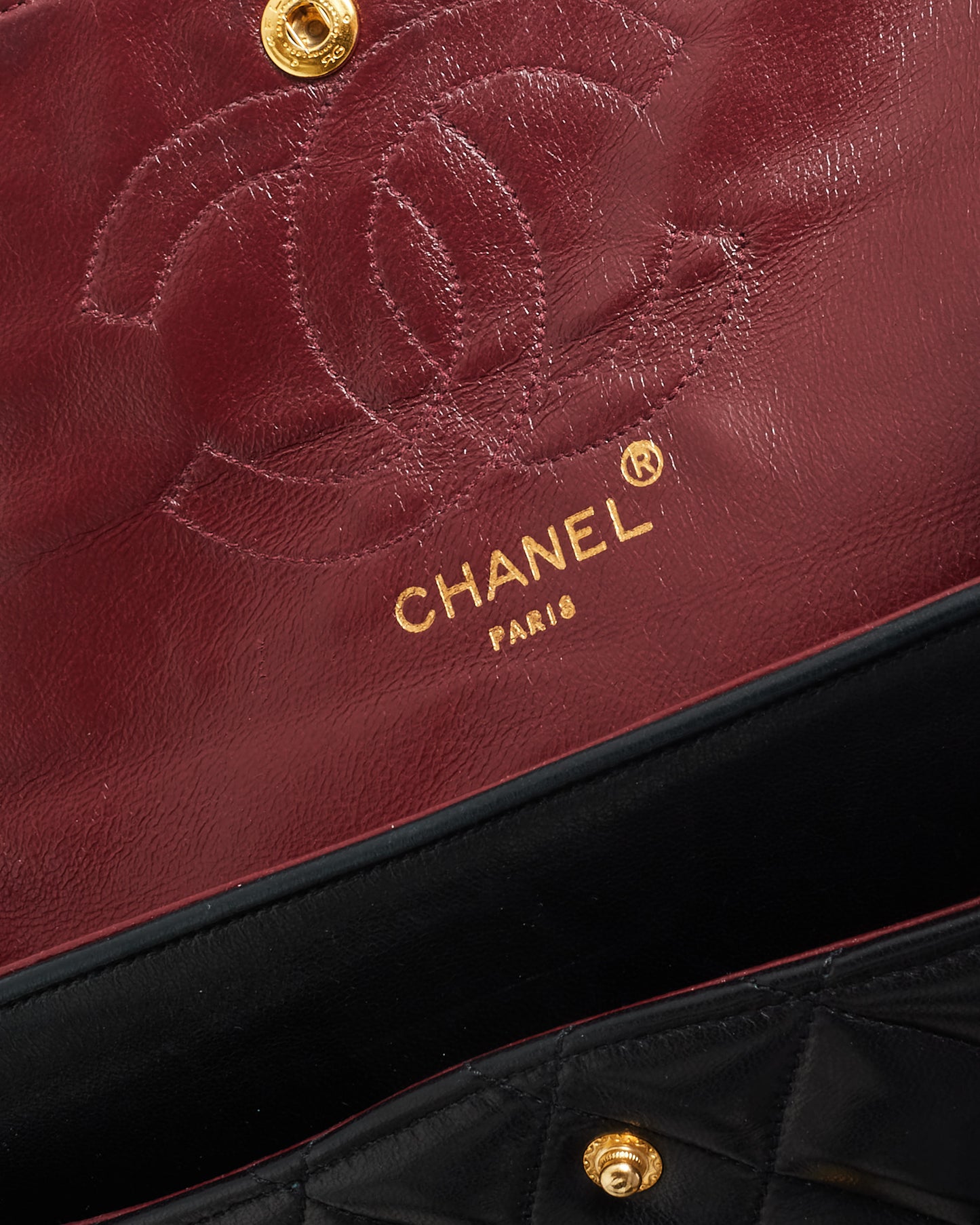 Chanel Vintage Black & 24K Gold Plated Lambskin Flap Bag