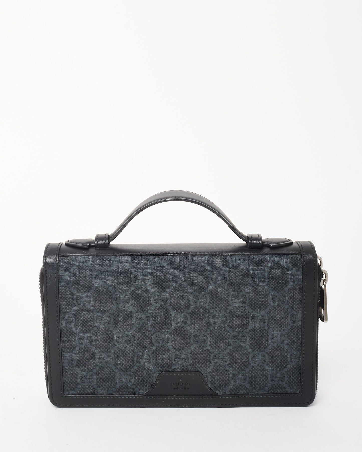 Gucci Black Monogram Supreme Coated Canvas Travel Document Wallet Case