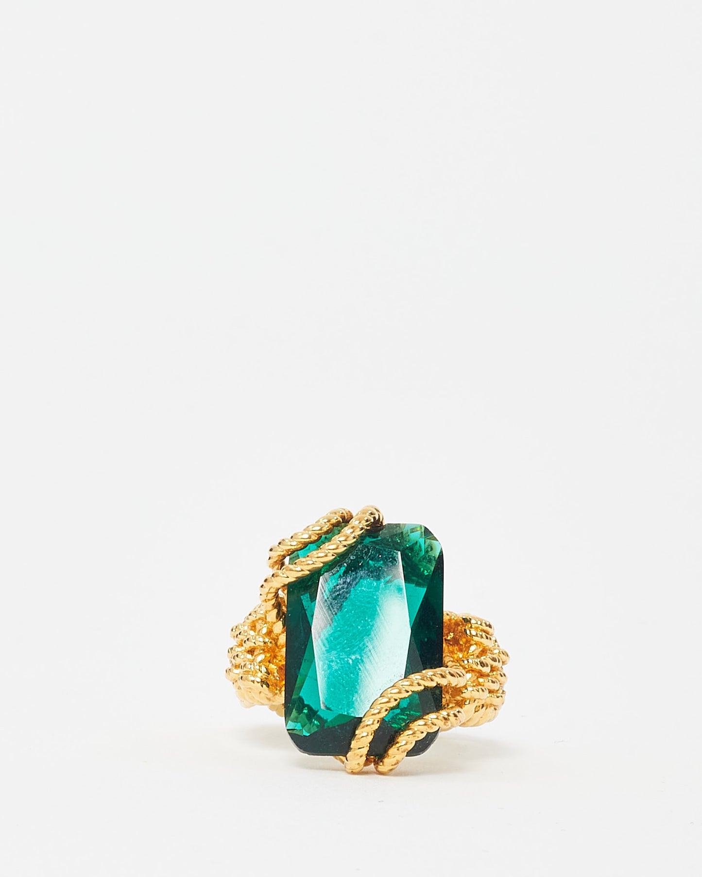 Zimmermann Gold Brass and Emerald Glass Bloom Embellished Ring - M