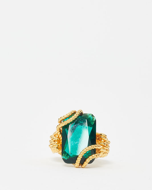 Zimmermann Gold Brass and Emerald Glass Bloom Embellished Ring - M