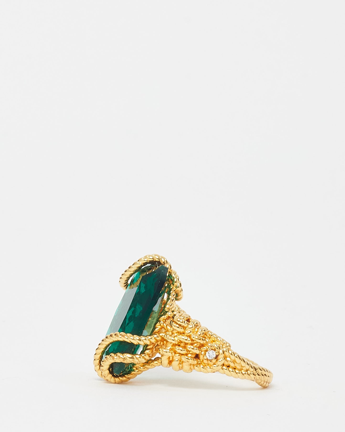 Zimmermann Gold Brass and Emerald Glass Bloom Embellished Ring - M
