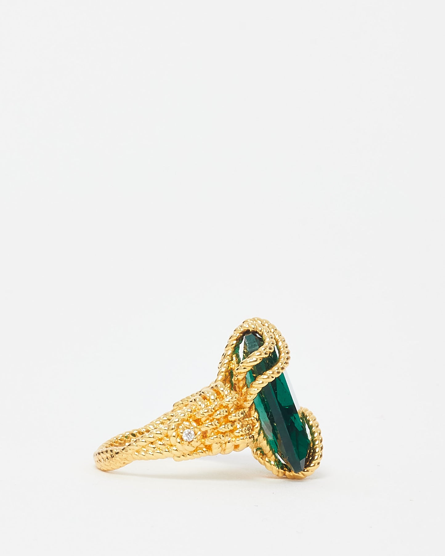 Zimmermann Gold Brass and Emerald Glass Bloom Embellished Ring - M